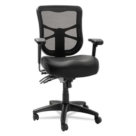 Finefabrics Elusion Series Mesh Mid-Back Multifunction Chair, Black Leather FI39216